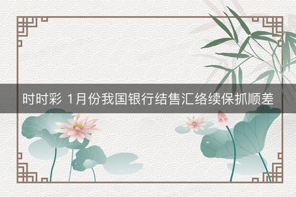時時彩 1月份我國銀行結售匯絡續(xù)保抓順差
