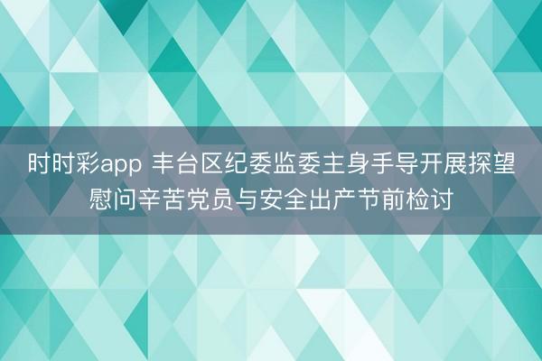 時時彩app 豐臺區紀委監委主身手導開展探望慰問辛苦黨員與安全出產節前檢討