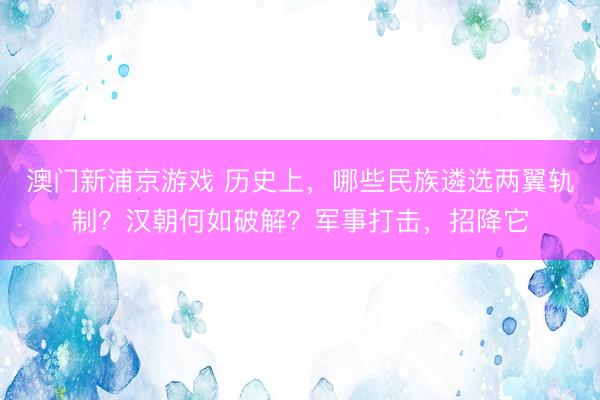澳門新浦京游戲 歷史上，哪些民族遴選兩翼軌制？漢朝何如破解？軍事打擊，招降它