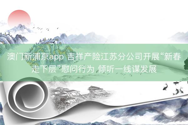 澳門新浦京app 吉祥產險江蘇分公司開展“新春走下層”慰問行為 傾聽一線謀發展